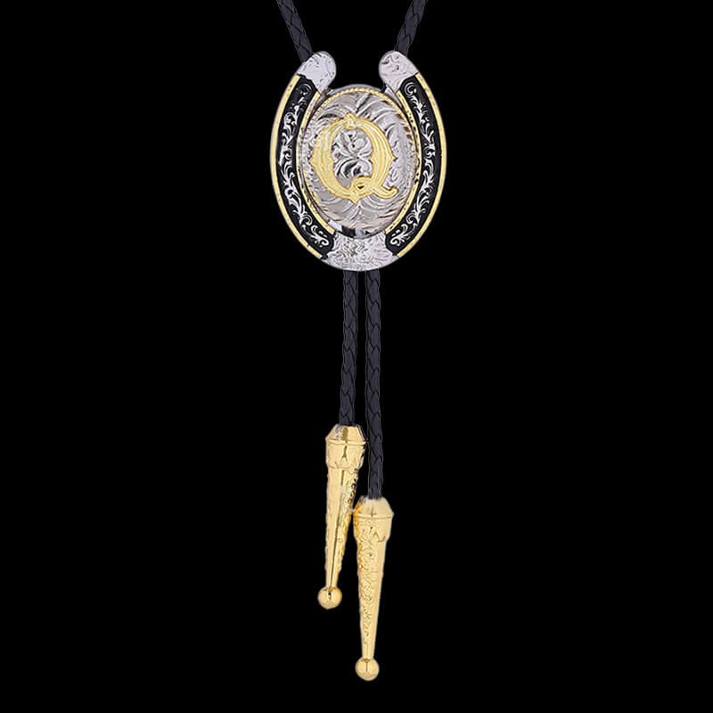 Western Cowboy Horseshoe Initial Letter Bolo Tie | Gthic.com
