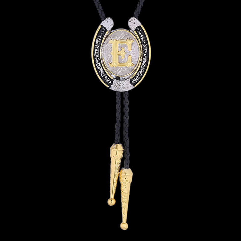 Western Cowboy Horseshoe Initial Letter Bolo Tie | Gthic.com
