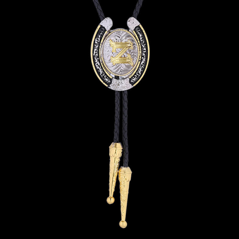 Western Cowboy Horseshoe Initial Letter Bolo Tie | Gthic.com
