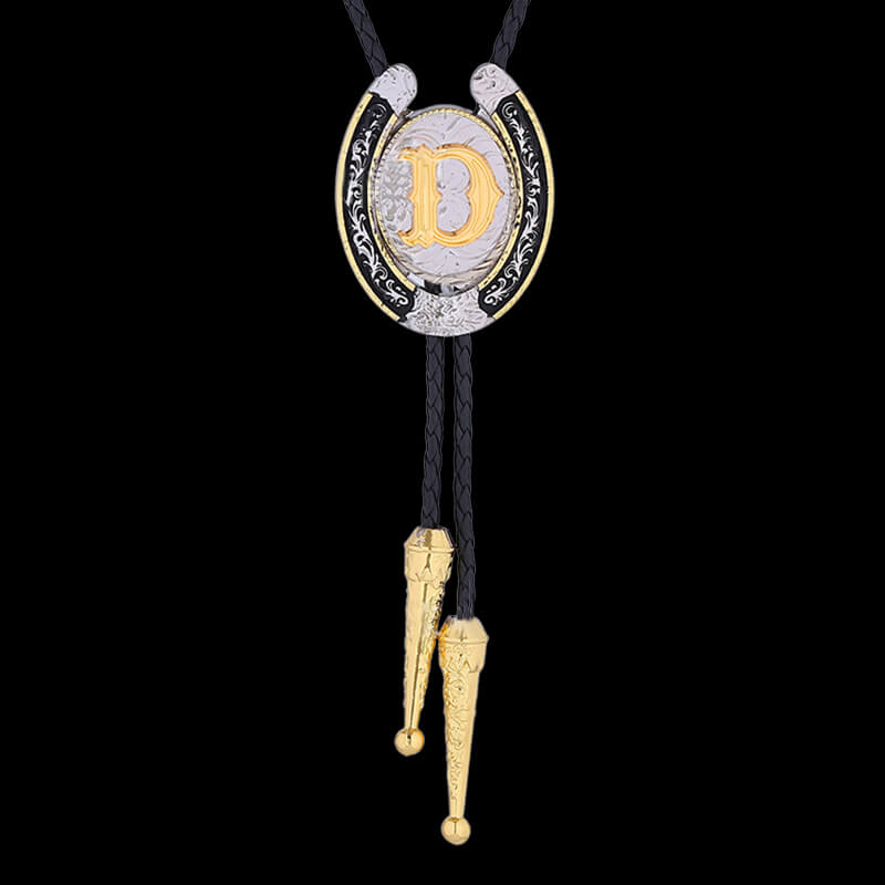 Western Cowboy Horseshoe Initial Letter Bolo Tie | Gthic.com