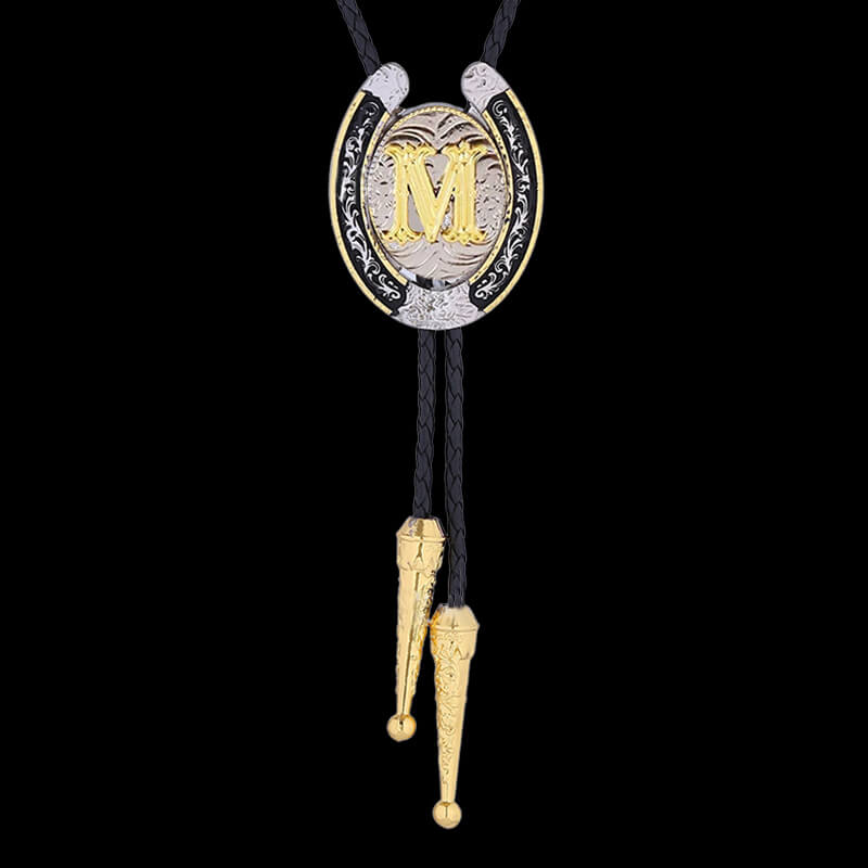 Western Cowboy Horseshoe Initial Letter Bolo Tie | Gthic.com
