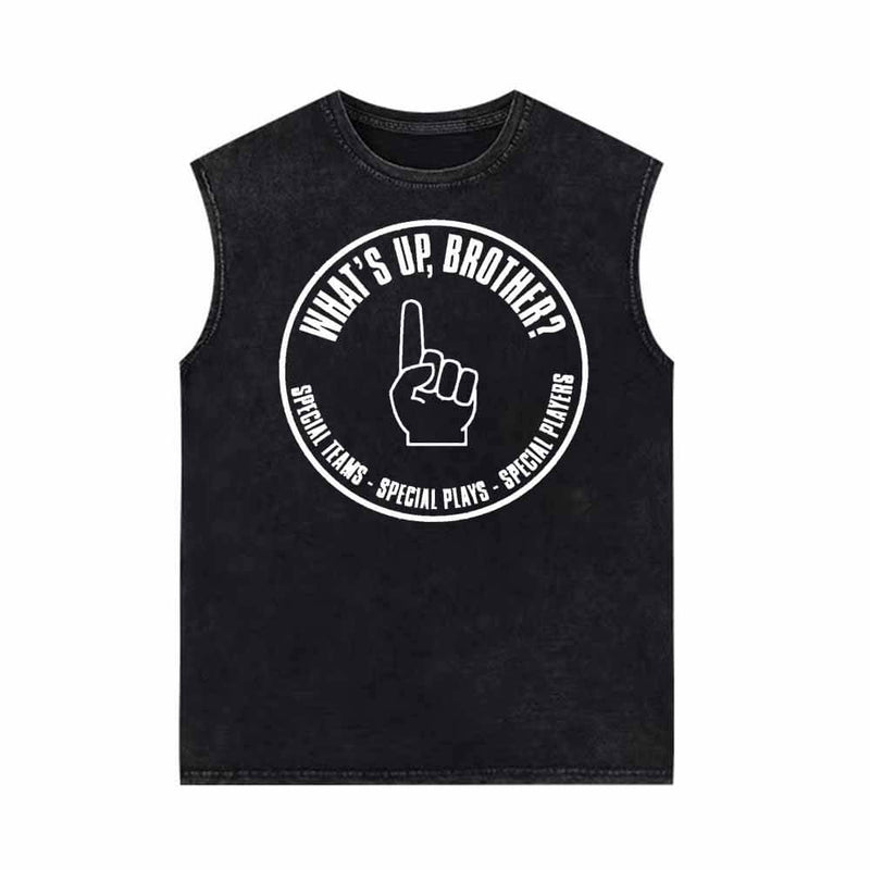 What’s Up Brother Vintage Washed Vest Top 01 | Gthic.com