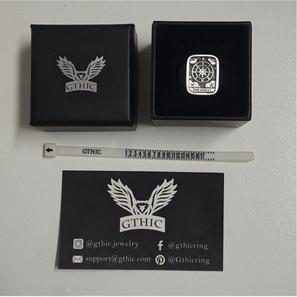 Wheel of Fortune Tarot Card Sterling Silver Ring