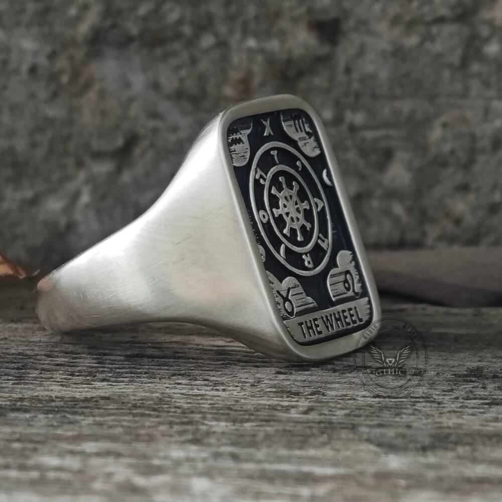 Wheel of Fortune Tarot Card Sterling Silver Ring