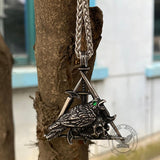 Wicca Sword Crow Stainless Steel Skull Pendant 03 | Gthic.com