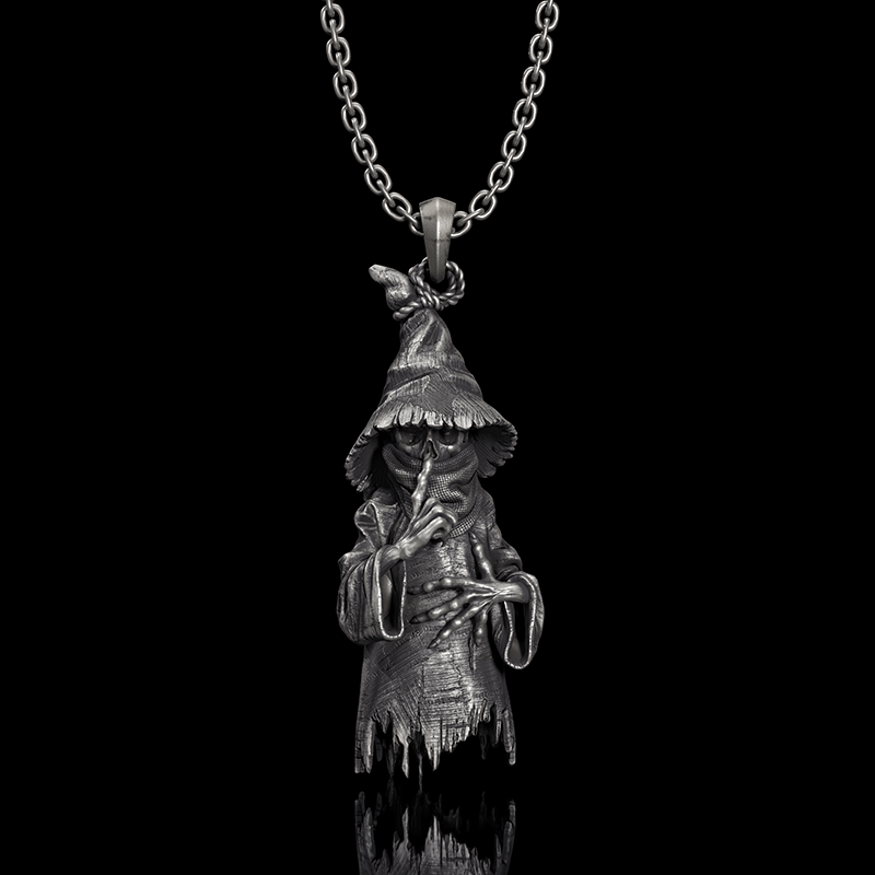 Wicked Wizard Sterling Silver Skull Pendant | Gthic.com