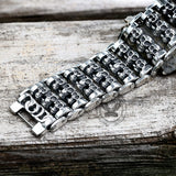 Wide Skull Stainless Steel Biker Bracelet | Gthic.com