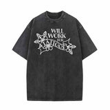 Will Work For Tattoos Vintage Washed T-shirt 01 | Gthic.com