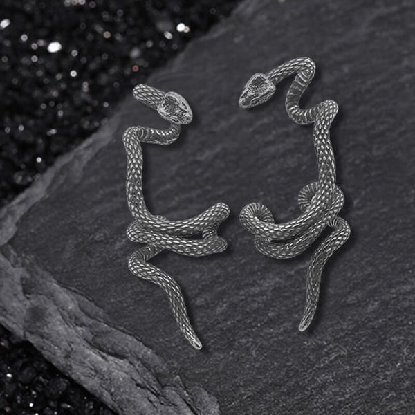 GTHIC Orecchini a forma di serpente gotico in acciaio inossidabile per uomo Donna Gioielli con orecchini pendenti a cerchio con serpente animale punk GTHIC Orecchini a forma di serpente gotico in acciaio inossidabile per uomo Donna Gioielli con orecchini pendenti a cerchio con serpente animale punk