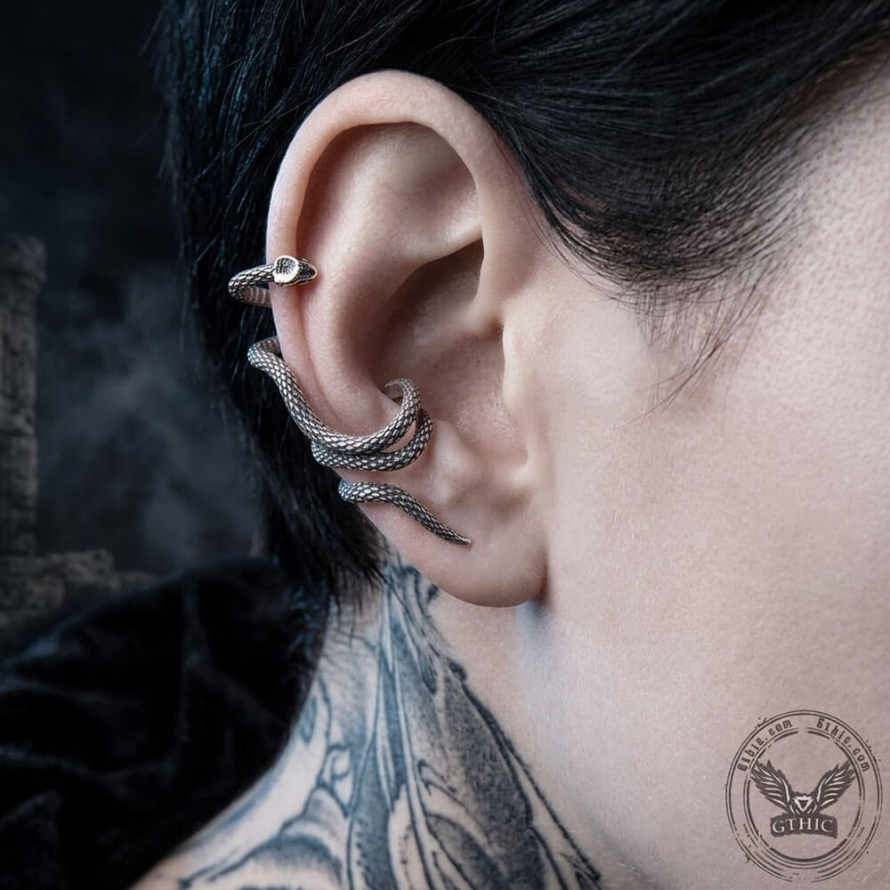 Winding Snake Stainless Steel Ear Cuffs | Gthic.com