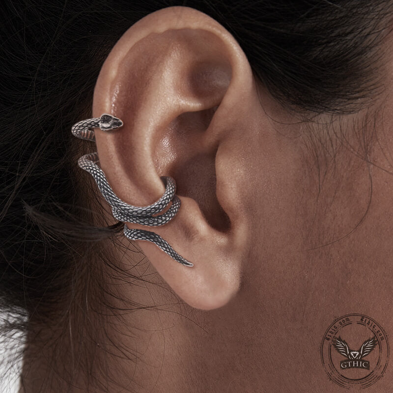 Winding Snake Stainless Steel Ear Cuffs | Gthic.com