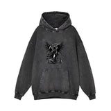 Winged Scythe Grim Reaper Vintage Washed Hoodie 01 | Gthic.com