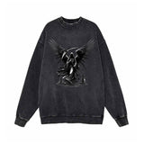 Winged Scythe Grim Reaper Vintage Washed Sweatshirt 01 | Gthic.com