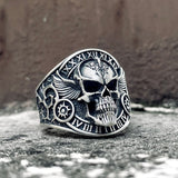 Winged Skull Sterling Silver Biker Ring | Gthic.com