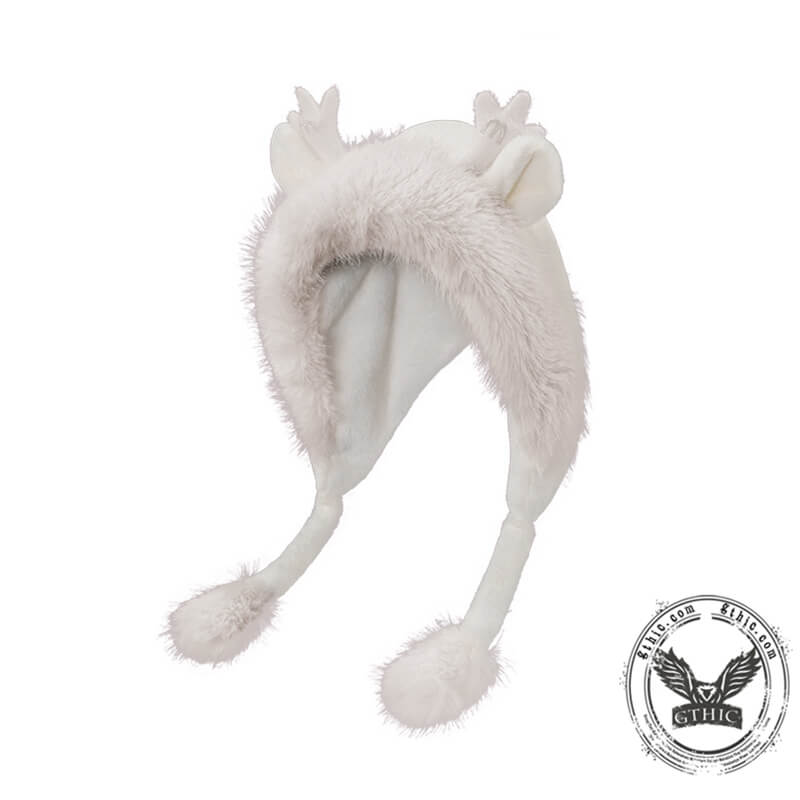 Winter Elk Antler Furry Trapper Hat