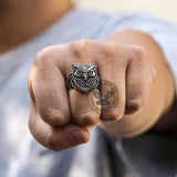 Wisdom Owl Stainless Steel Viking Ring