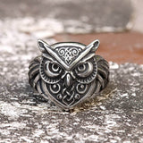Wisdom Owl Stainless Steel Viking Ring | Gthic.com