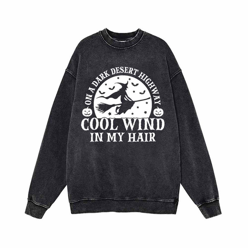 Witch Cool Wind In My Hair Vintage Washed Sweatshirt | Gthic.com