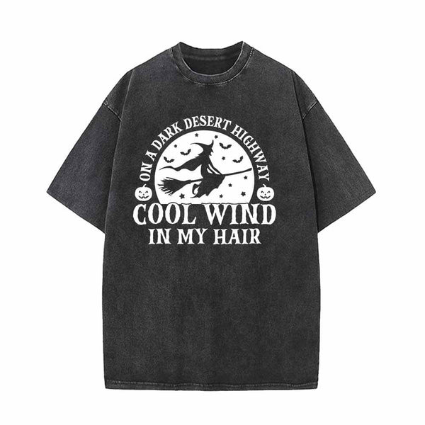 Witch Cool Wind In My Hair Vintage Washed T-shirt | Gthic.com