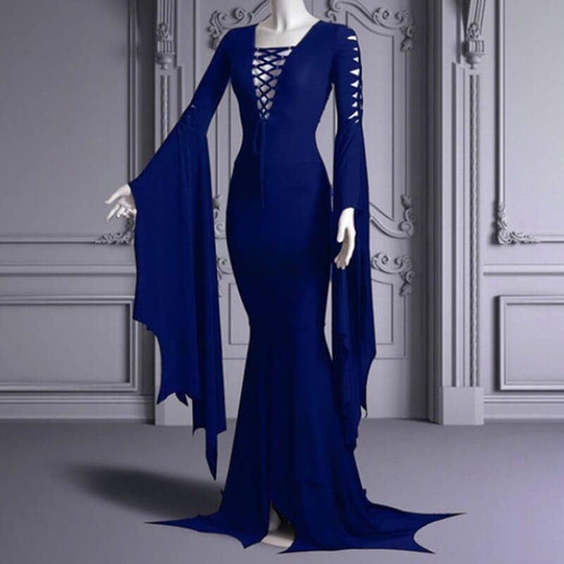 Witch Costume V-Neck Gothic Dress