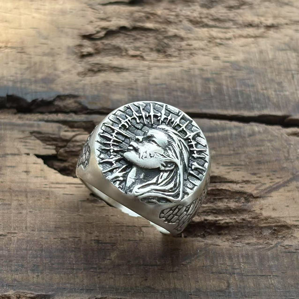 Witch Demon City Wall Pattern Sterling Silver Ring