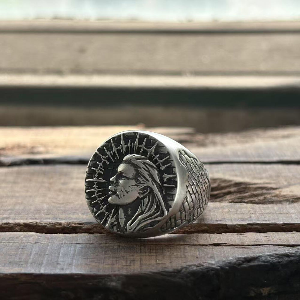 Witch Demon City Wall Pattern Sterling Silver Ring