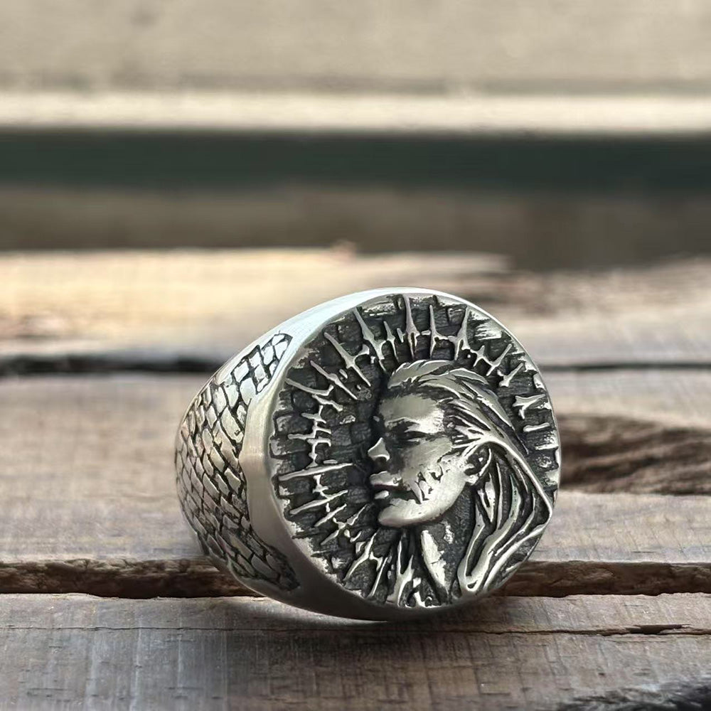 Witch Demon City Wall Pattern Sterling Silver Ring