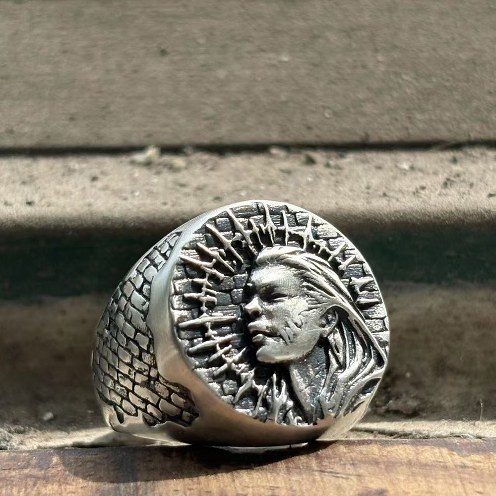 Witch Demon City Wall Pattern Sterling Silver Ring
