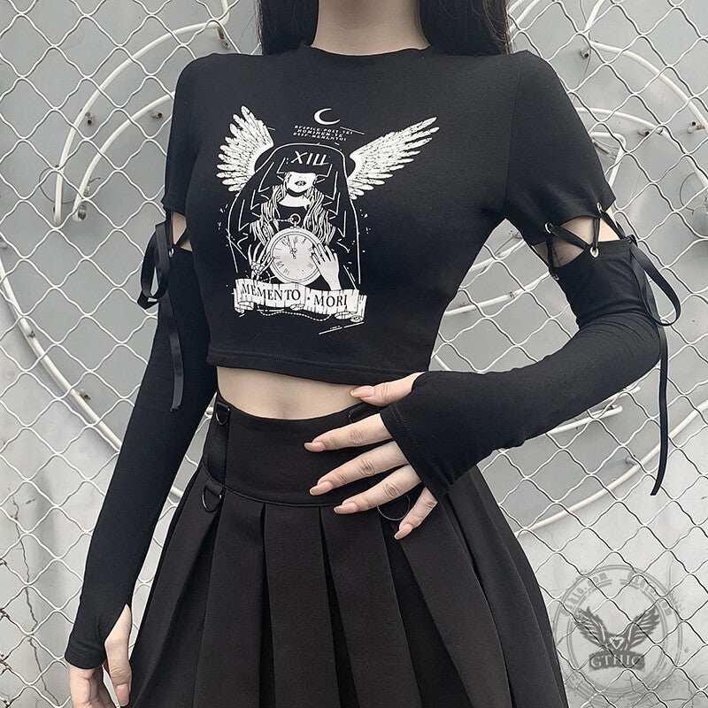 Witch Printed Crew Neck Polyester Gothic T-Shirt