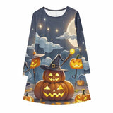 Witch Pumpkin Halloween Print Casual Dress | Gthic.com