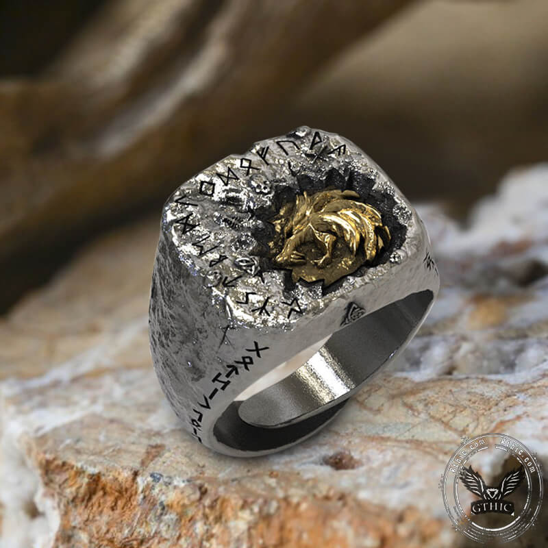 Witcher Wolf Skull Sterling Silver Viking Ring | Gthic.com