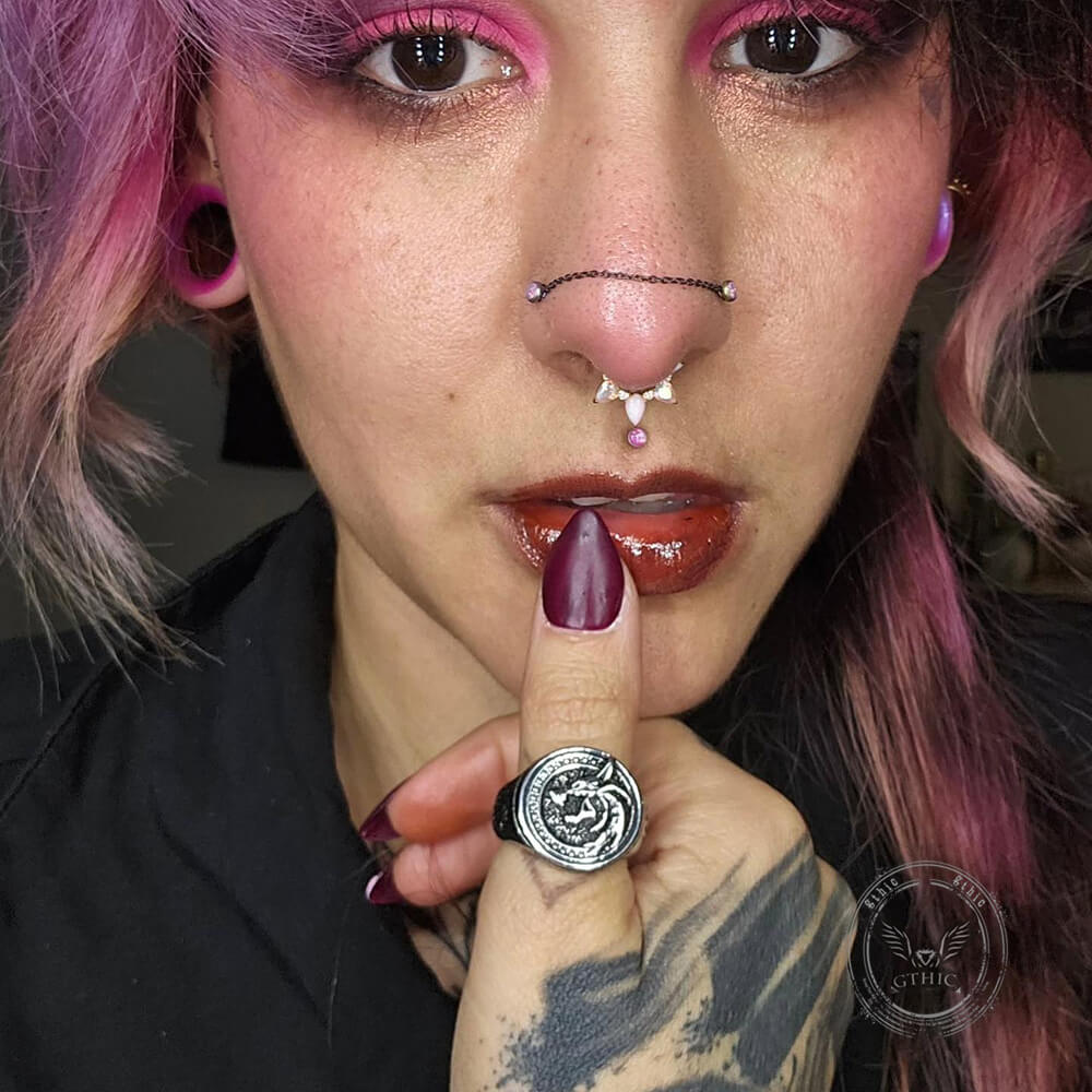 Witcher Wolf Edelstahl Wikinger Ring
