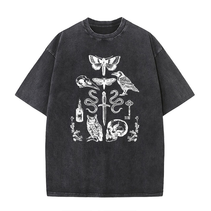 Witchy Dark Academia Skull Moth T-shirt | Gthic.com