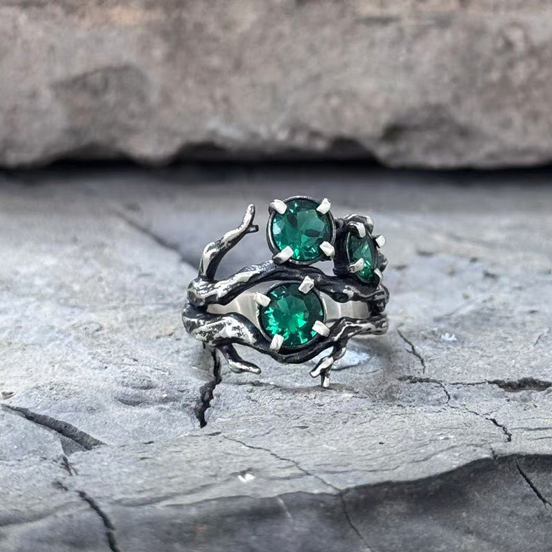 Withered Branch Zircon Sterling Silver Ring