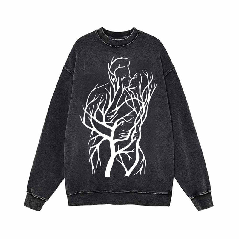 Withered Tree Vintage Washed Hoodie Sweatshirt