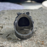 Vintage Krieger Wolfskopf Edelstahl Totenkopf Ring