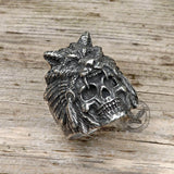 Wolf Head Stainless Steel Skull Ring | Gthic.com