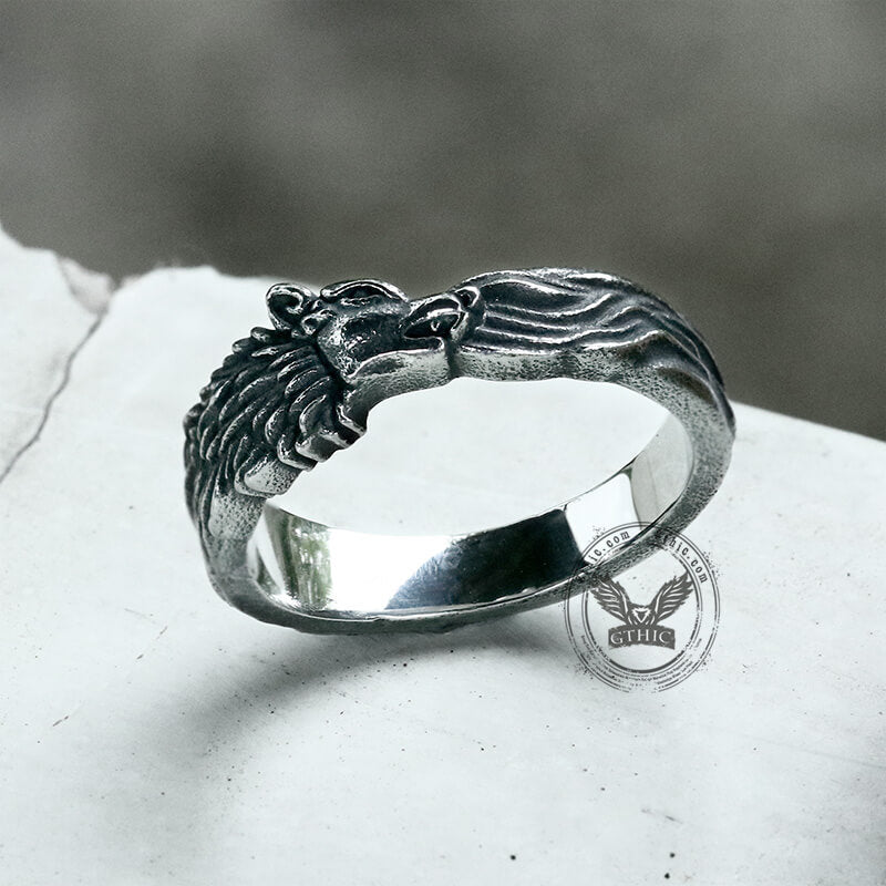 Wolf Loyalty Stainless Steel Animal Ring | Gthic.com
