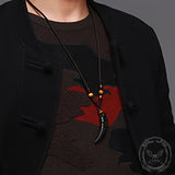 Wolf Tooth Obsidian Amulet Pendant Necklace02/Gthic.com