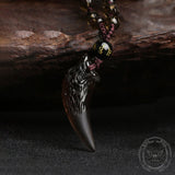 Wolf Tooth Obsidian Amulet Pendant Necklace