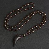 Wolf Tooth Obsidian Amulet Pendant Necklace