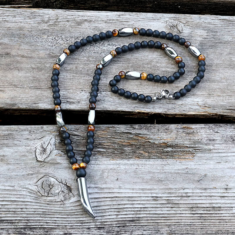 Wolf Tooth Stone Bead Necklace | Gthic.com