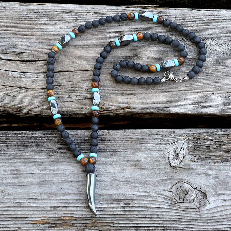 Wolf Tooth Stone Bead Necklace | Gthic.com