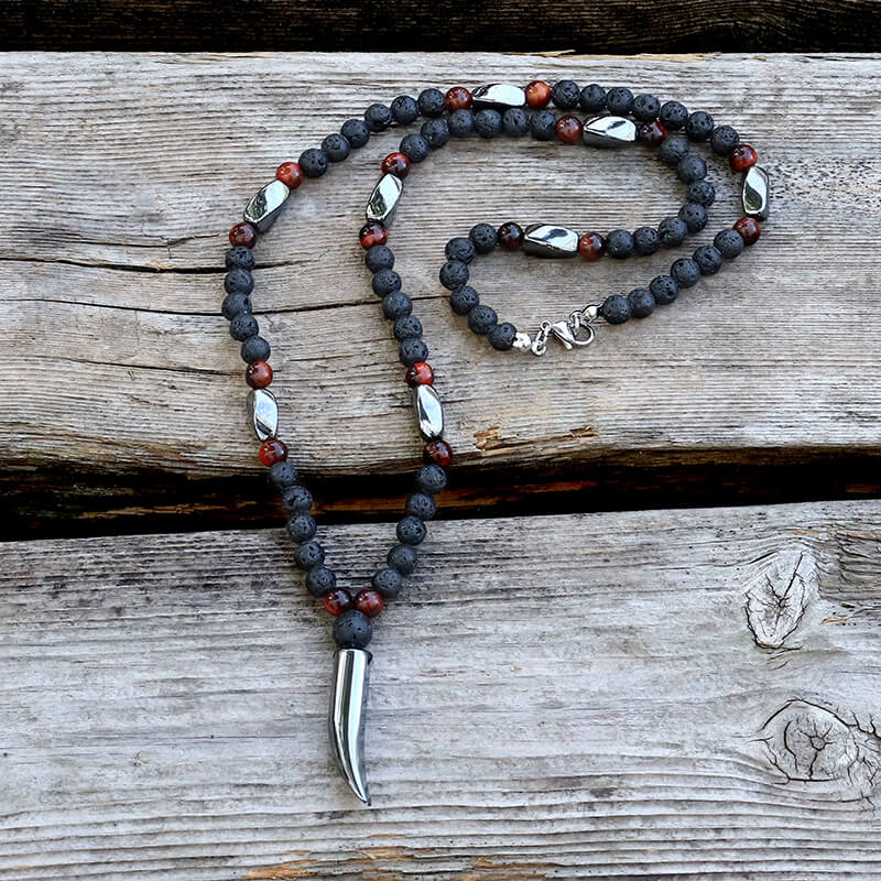 Wolf Tooth Stone Bead Necklace | Gthic.com
