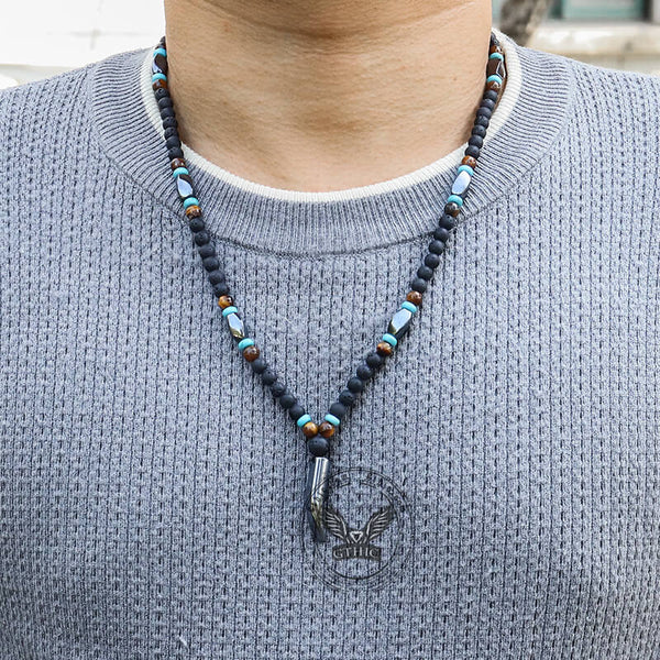 Wolf Tooth Stone Bead Necklace