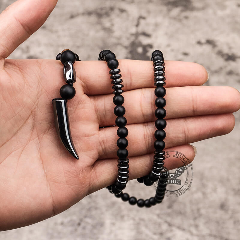 Wolf Tooth Stone Bead Necklace | Gthic.com