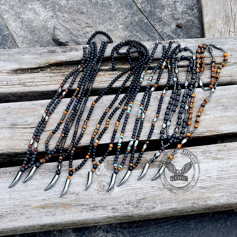 Wolf Tooth Stone Bead Necklace | Gthic.com