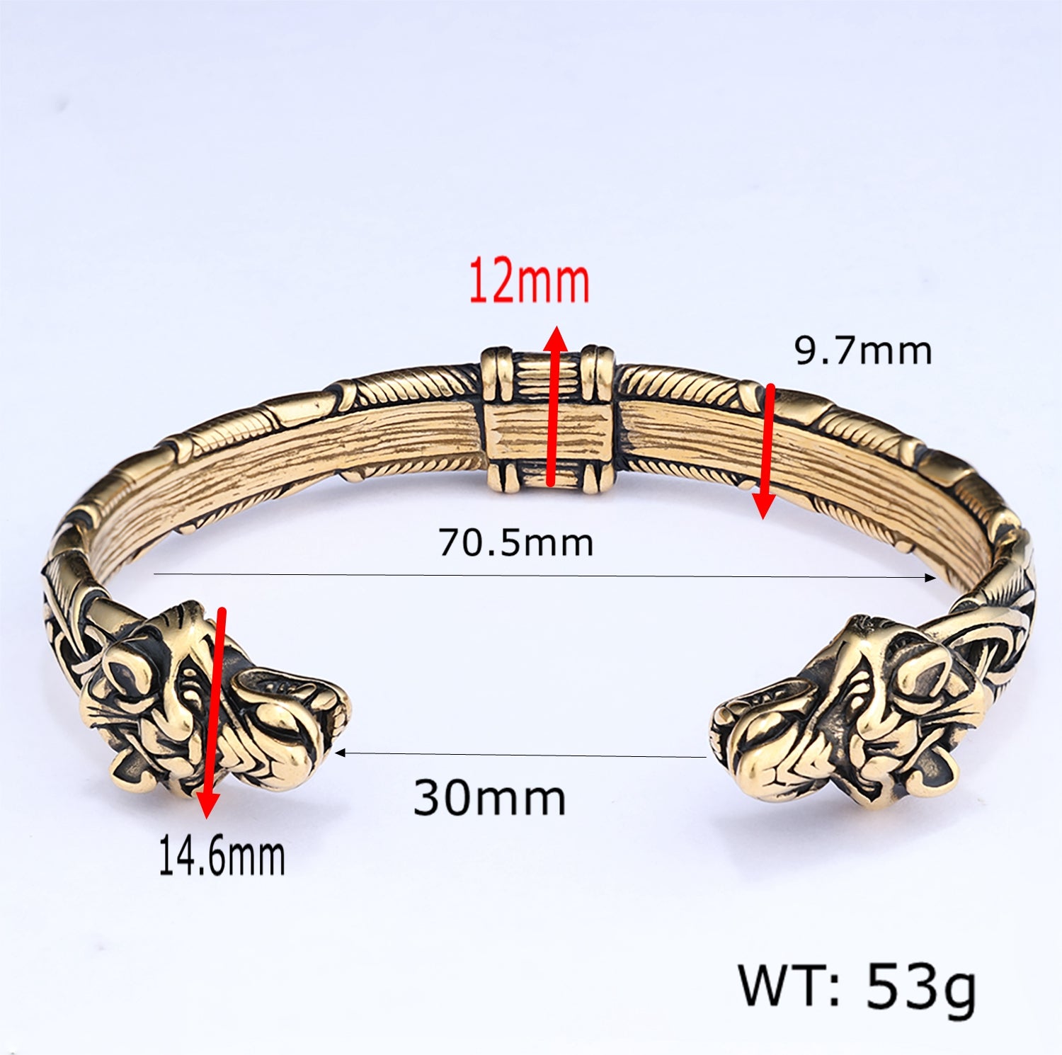 Wolf Torc Stainless Steel Viking Bracelet 08  Gthic.com