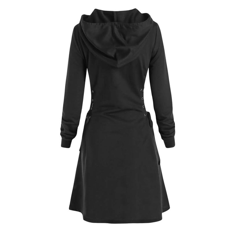 Women's Slim Waist Drawstring Hooded Dress