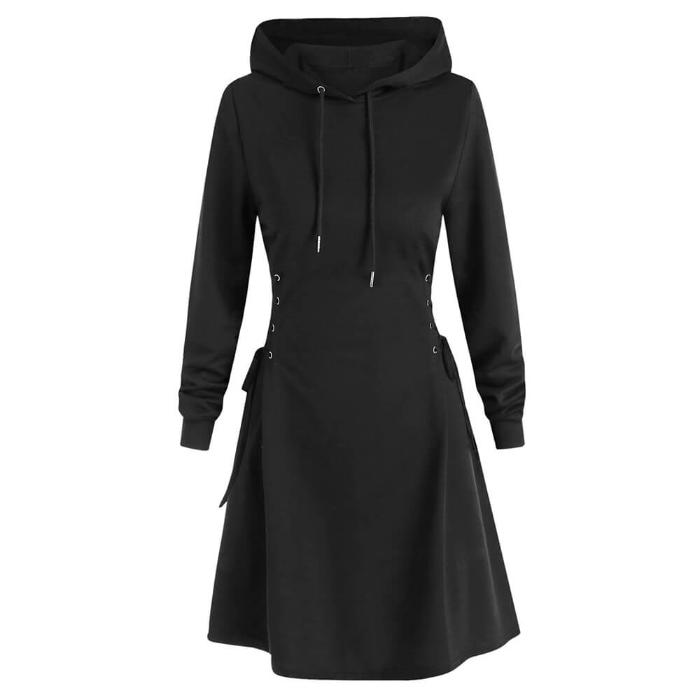 Women's Slim Waist Drawstring Hooded Dress